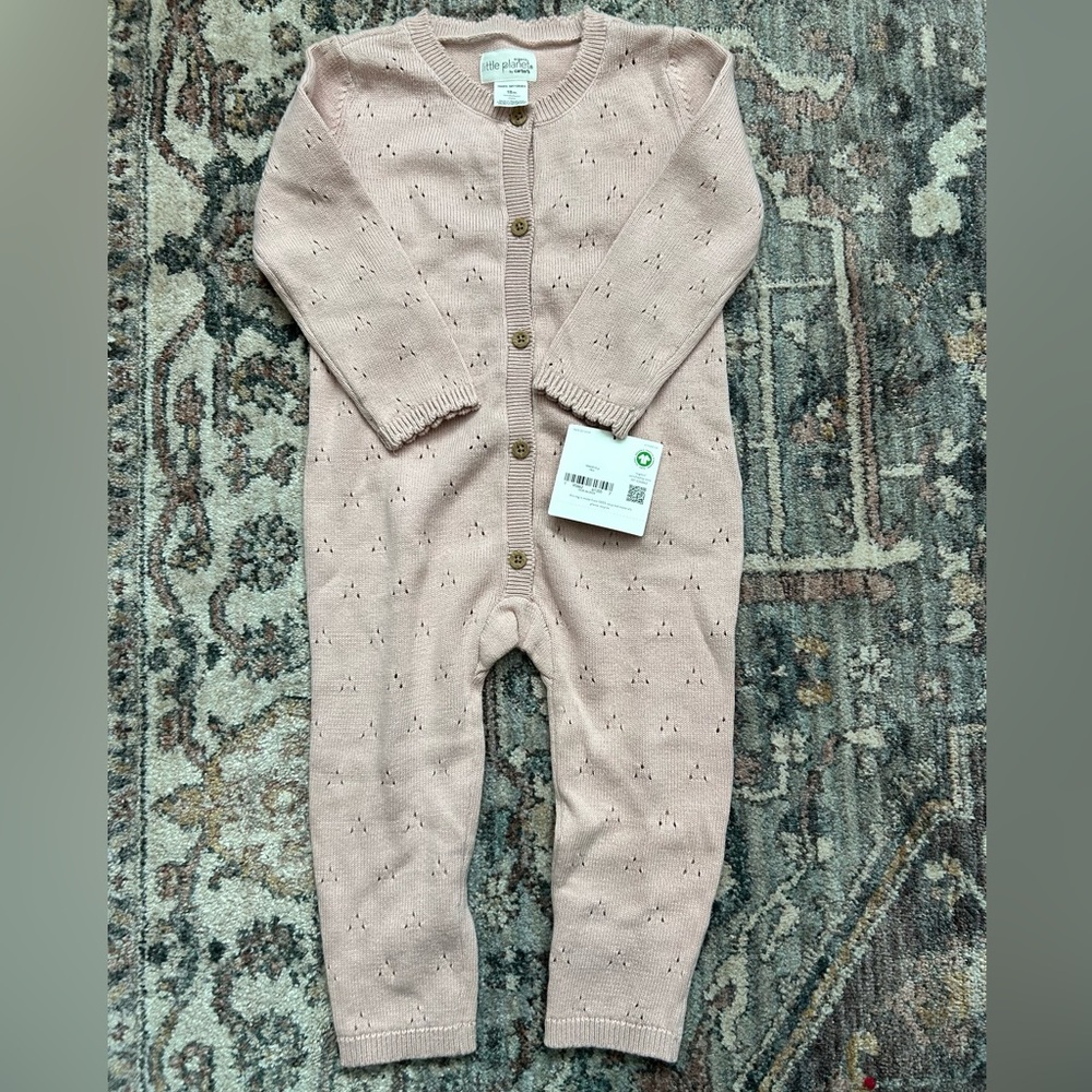Little Planet by Carters Organic Pointelle Sweater Knit Romper